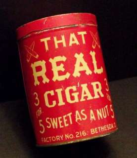 Vintage Cigar Store Tin   That Real Cigar   Sweet As A Nut  
