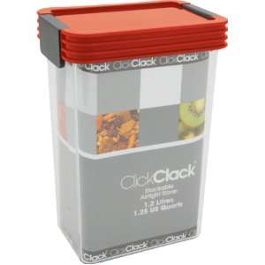  Clickclack Airtight Storer 1 1/4 Quart Container, Red Lid 