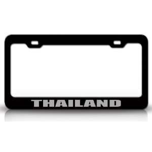 THAILAND Country Steel Auto License Plate Frame Tag Holder, Black 