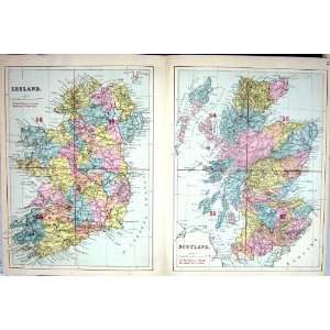 Bacon Antique Map C1884 Scotland Ireland Western Isles 