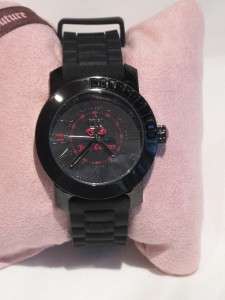 NIB Juicy Couture Black & Pink BFF Black CZ Jelly Plastic Watch  