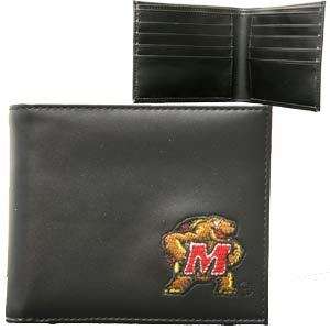 Maryland Terrapins Mens Black Leather Bi fold Wallet  