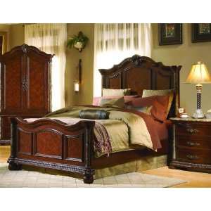  Catalina Cherry Marble Pilaster Bed by Homelegance