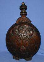 Antique Bulgarian Carving Wood Pitcher w/ Orthodox Icon  