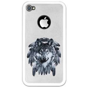    iPhone 4 or 4S Clear Case White Wolf Dreamcatcher 