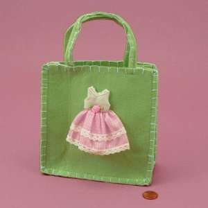  Green Felt Bag Party Pink Gingham Dress Favor Tote Baby