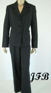 SUIT STUDIO Womens Black/Blue Jacket Blazer Pant Suit Sz 14 $200 New 