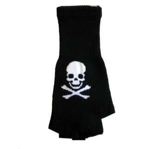  Black Fingerless White Skull and Crossbone Gloves Toys 