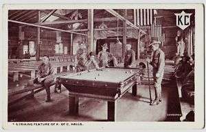 Old BILLIARDS Hall Soldiers Postcard KofC Hall Pool  