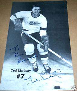 Ted Lindsay Personalized Autographed Bio yr. 1991  
