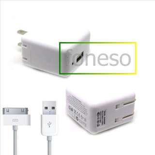 USA plug Power Adapter Charger + USB Cable For iphone 4 3GS  