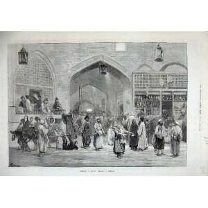  1873 Persia Bazaar Teheran People Antique Fine Art