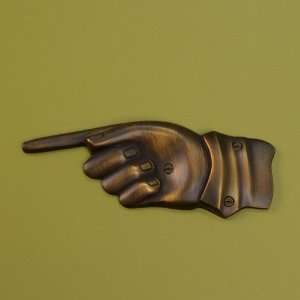  Brass Directional Hand Sign   Pointing Left   Antique 