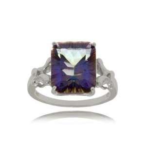  Mystic Fire Topaz Ring Large Square in Sterling Silver 