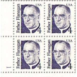 FATHER FLANAGAN ~ BOYS TOWN #2171 Plate Block of 4 x 4¢ US Postage 