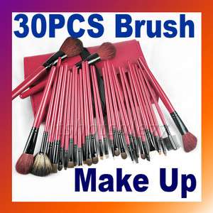 New 30PCS Pro Red&Black Deluxe Mineral Make Up Brush and Bag Set 