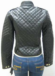 BABY PHAT SHORT QUILTED FAUX LEATHER JACKET BLACK MED  