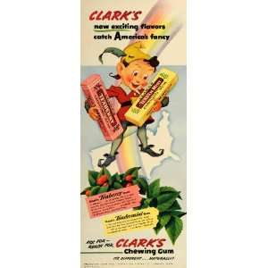  1942 Ad Clark Chewing Gum Teaberry Tendermint Candy Elf 