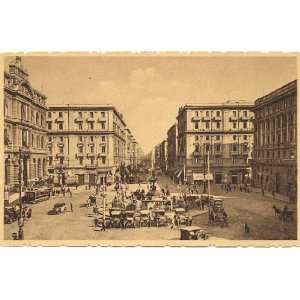  1920s Vintage Postcard Piazza Bovio and Corso Umberto I 