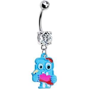  Brain Eating Blue Monster Belly Ring Jewelry