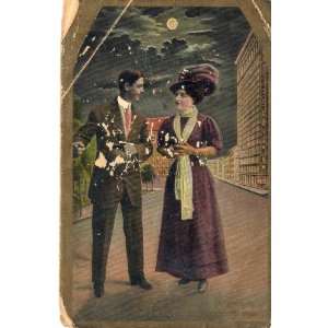 Vintage/Antique Post Card A Man and Woman Were Walking One Day, Th. E 