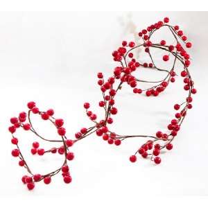12 Feet of Beautiful Colored Shiny Red Berry Wired Garland for 