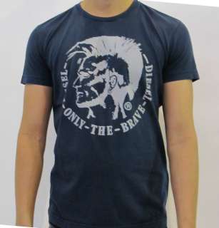 Diesel T Shirt T Nyne RS Short Sleeve Crew Neck Blue Men New All Sizes 
