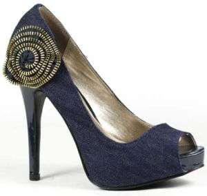 Blue Denim High Heel Platform Pump Women Shoes 8 us  