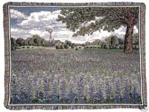 TEXAS BLUEBONNETS TAPESTRY THROW/BLANKET MADE IN USA  