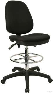 Black Fabric Drafting Stool Triple Paddle Desk Chair  