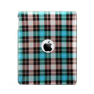BLUE WITH BROWN PLAID CHECK SNAP ON HARD SKIN SHELL PROTECTOR BACK 