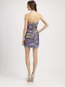 NEW $298 BCBG MAX AZRIA KAMERON STRAPLESS Block Print COCKTAIL DRESS 