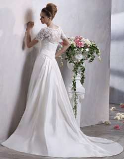   made Lace Sleeves Wedding Dress 2012 Bridal Gown Free Size NEW  