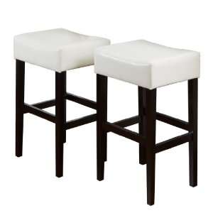  Duff Ivory Leather Barstool (Set of 2) Furniture & Decor