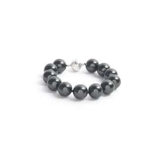 Sterling Silver 14mm Black Masami Shell Pearl Bracelet with Magnetic 