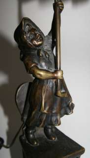 BRONZE LAMP CHILD ON CHAIR BY S. BAUER, c. 1920  
