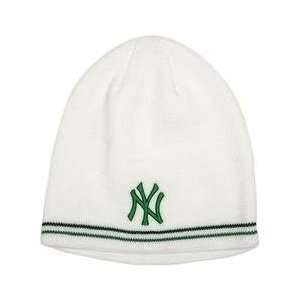 New York Yankees White Mauch Knit Cap   White/Green Adjustable  