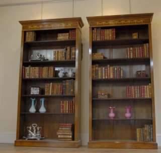 Pair Walnut Regency Sheraton Open Front Bookcases  