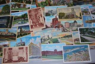Huge lot of over 250 US views postcards linen & older Hotels, bridges 