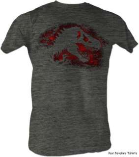 Licensed Jurassic Park Red T REX Distressed Silhouette Light Weight 