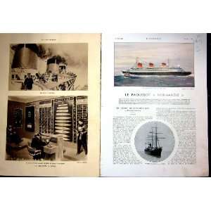  Normandie Passenger Ship Marine View French Print 1935 