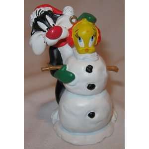  1998 Sylvester and Tweety Snowman Figurine Ornament 3.75 