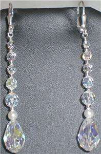   Briolette Teardrop White Pearl Earrings Made With Swarovski Elements