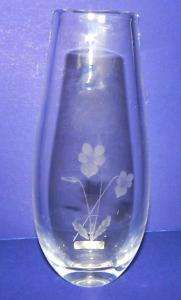 Svenskt Glass Clear Glass Vase w/Etched Flowers_2175  