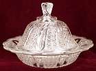 Antique Feather Covered Butter Dish EAPG Indiana Swirl Doric Fine Cut 