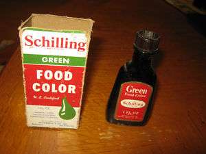 Vintage Schilling Green Color Food Color Bottle  