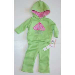   Infant/Baby Girls 2 Piece Sweatsuit 3 6 Months   Lime Green/Cupcake