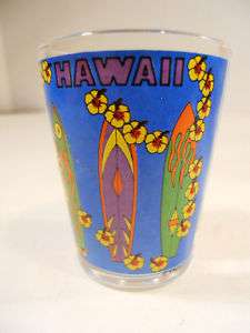 VINTAGE HAWAII SOUVENIR SHOT GLASS SURFBOARDS HAWAIIANA  
