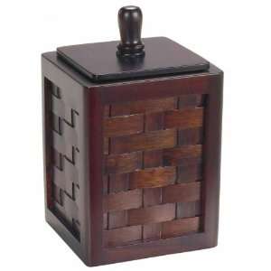  Woven Q Tip Holder (Mahogany) (5H x 3W x 3D)