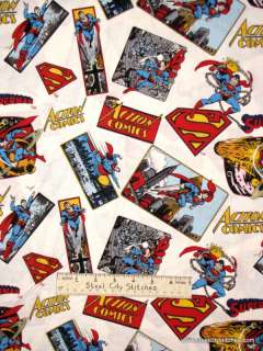 Super Man Superman DC Comics Action Licensed Fabric Yd  